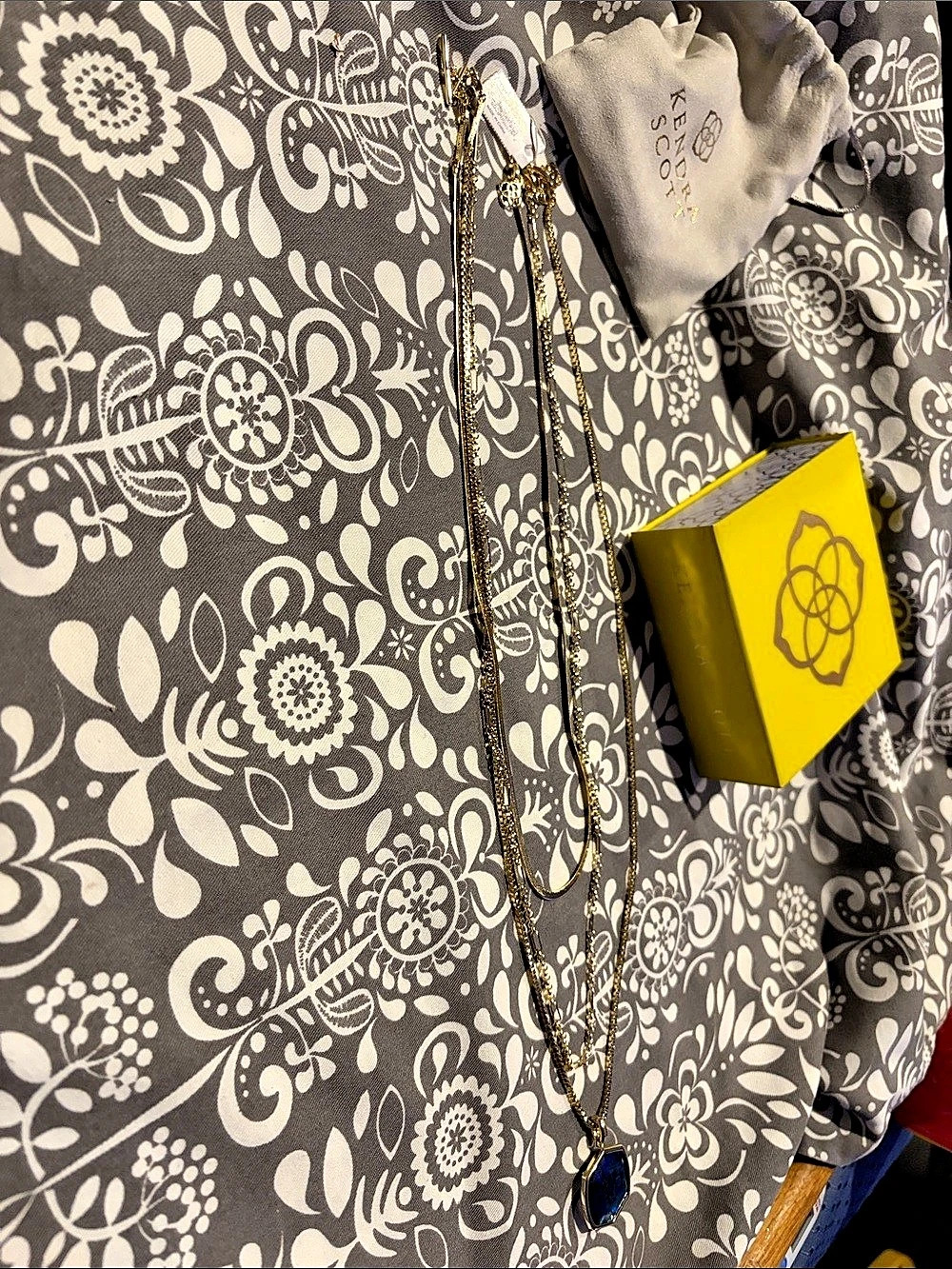 Kendra Scott Davis Triple Strand Necklace Gold & Blue